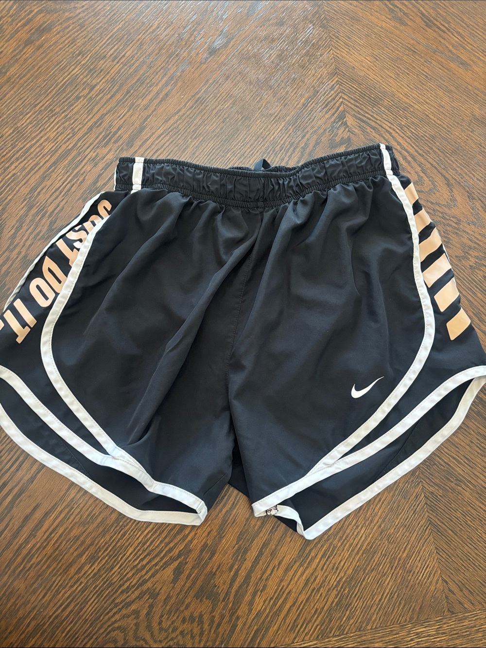 Nike Dri-Fit 'Just Do It' Black Nike Logo Tempo Running Shorts- Small
